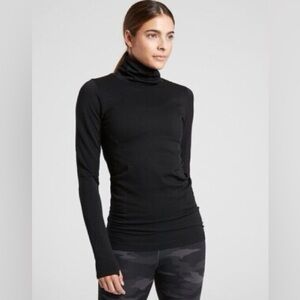 Athleta Flurry Blizard Rib Turtleneck Black Long Sleeve XXS